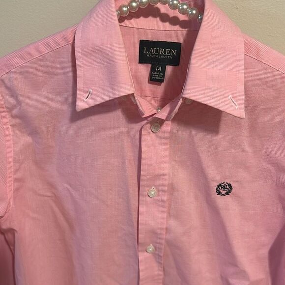 Lauren Ralph Lauren Boys Pink Button Down Shirt. Size 14 - Picture 2 of 4